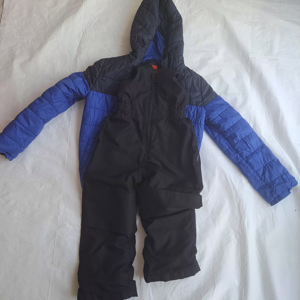 Blue and Black Hooded Snowsuit